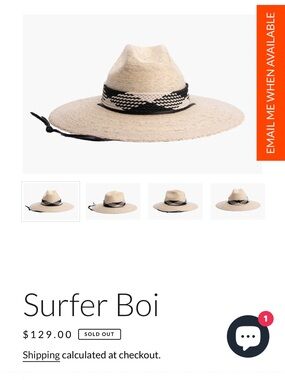 Surfer Boi Straw Sun Hat in Natural with Black Trim